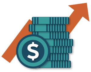coins with up arrow