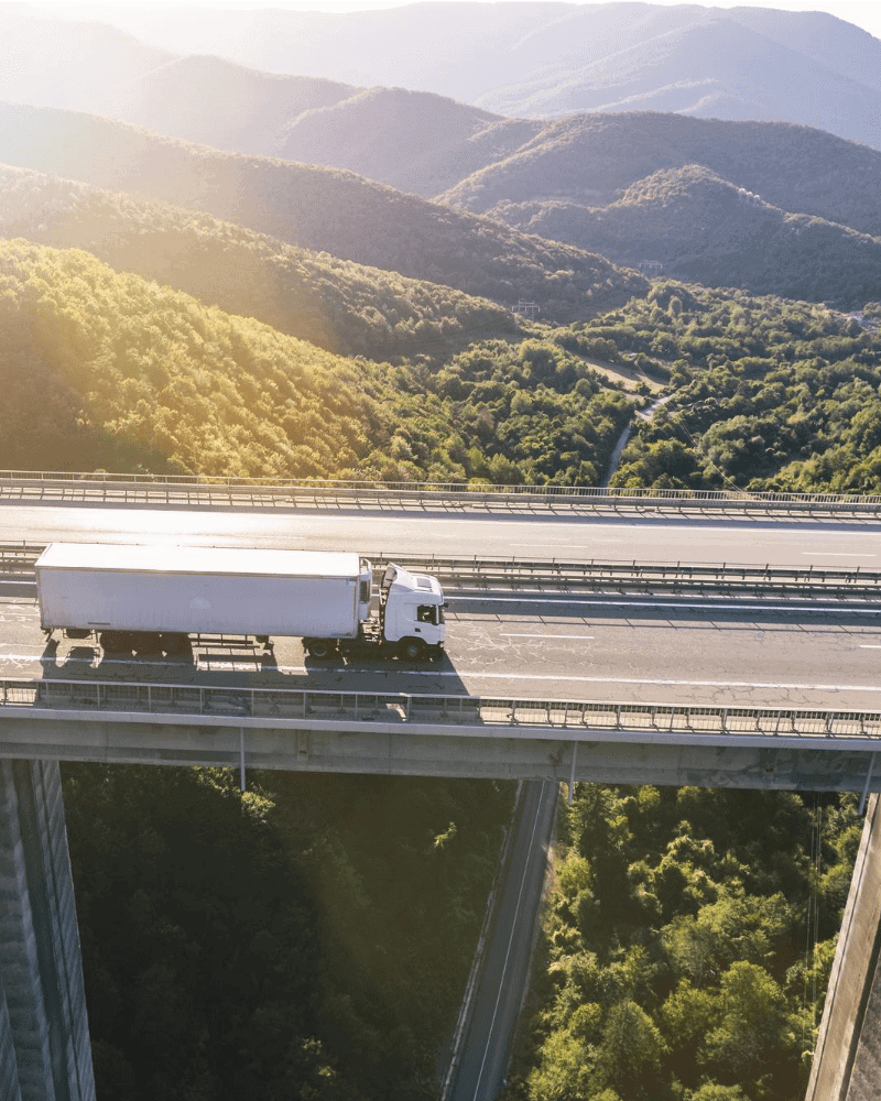 Truck driving on road
